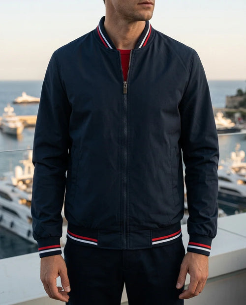 Blouson bomber homme zippé col montant
