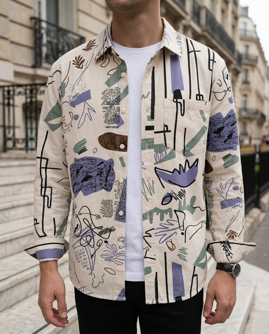 Chemise homme à imprimé artistique