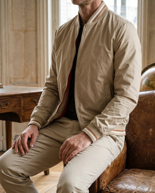 Blouson bomber homme zippé col montant - vue 2