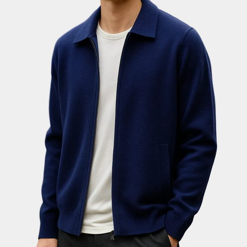 Cardigan homme zippé col chemise
