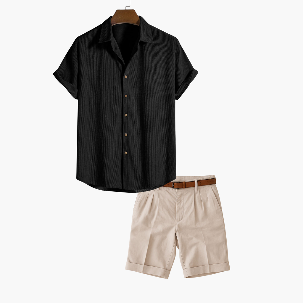 Ensemble homme chemise rayée et short