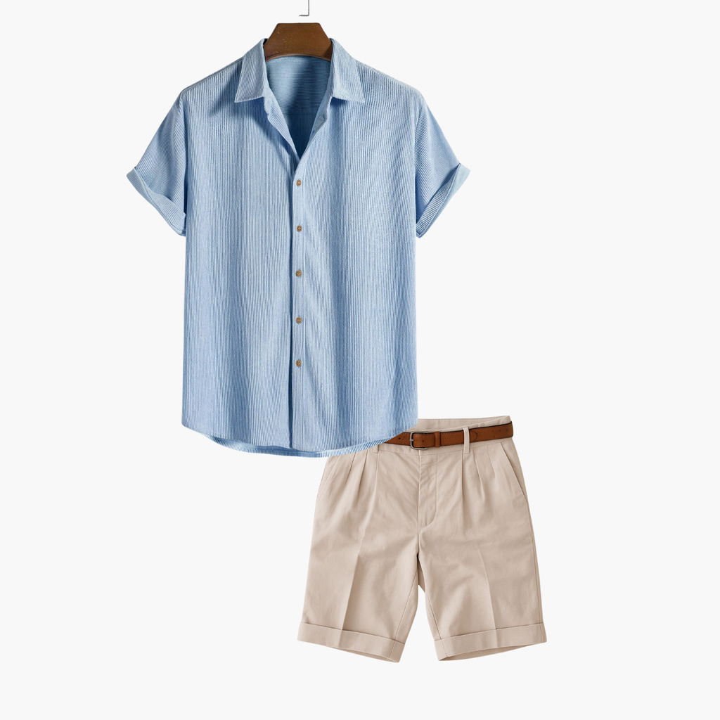 Ensemble homme chemise rayée et short