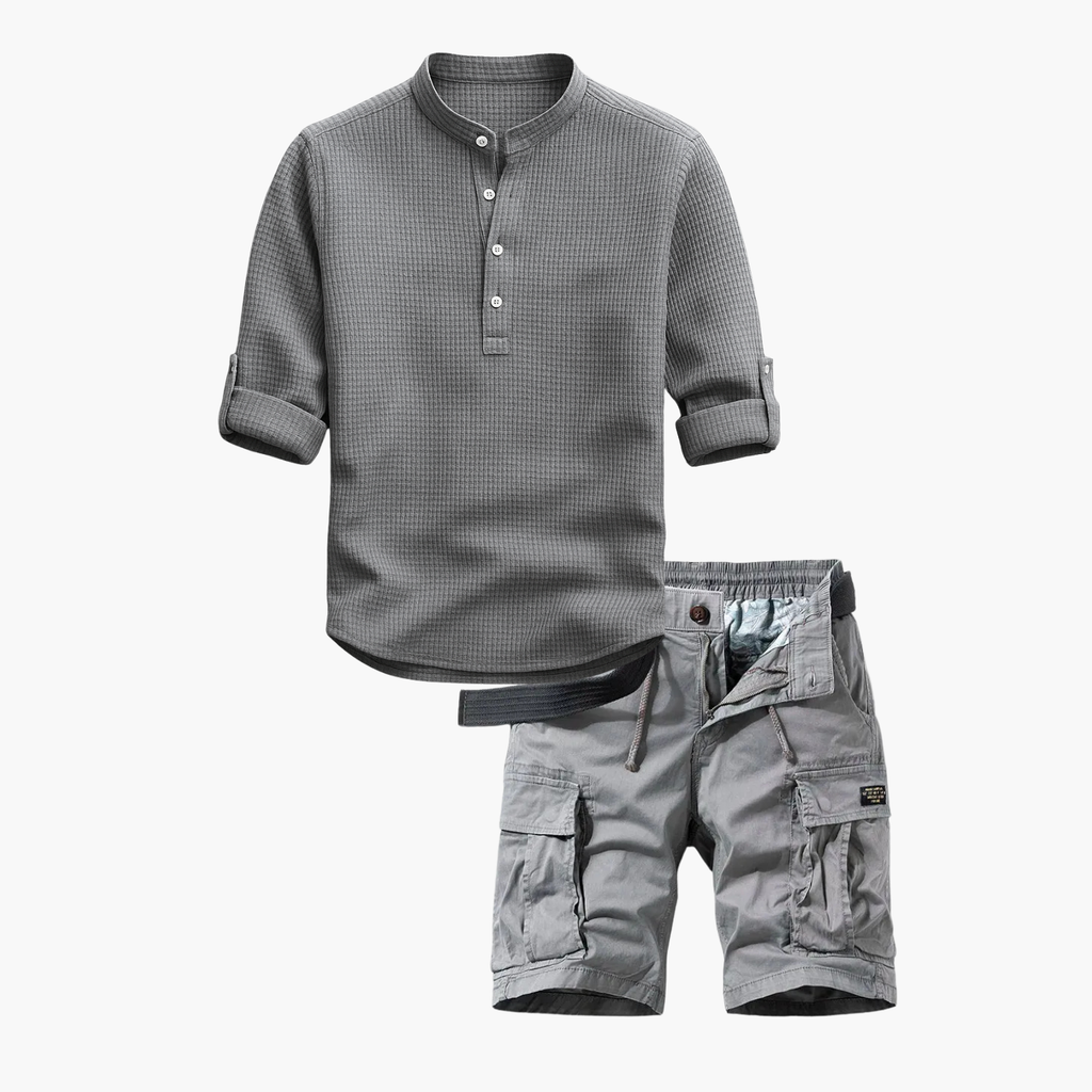 Ensemble homme col mao cargo