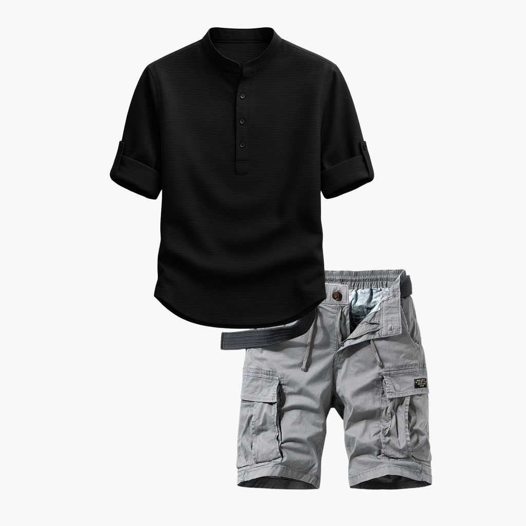 Ensemble homme col mao cargo