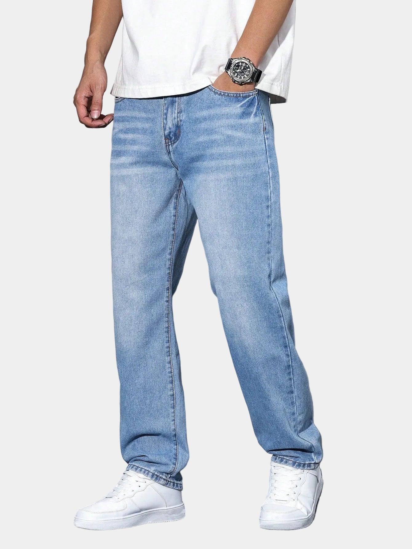 Jean homme coupe droite délavé